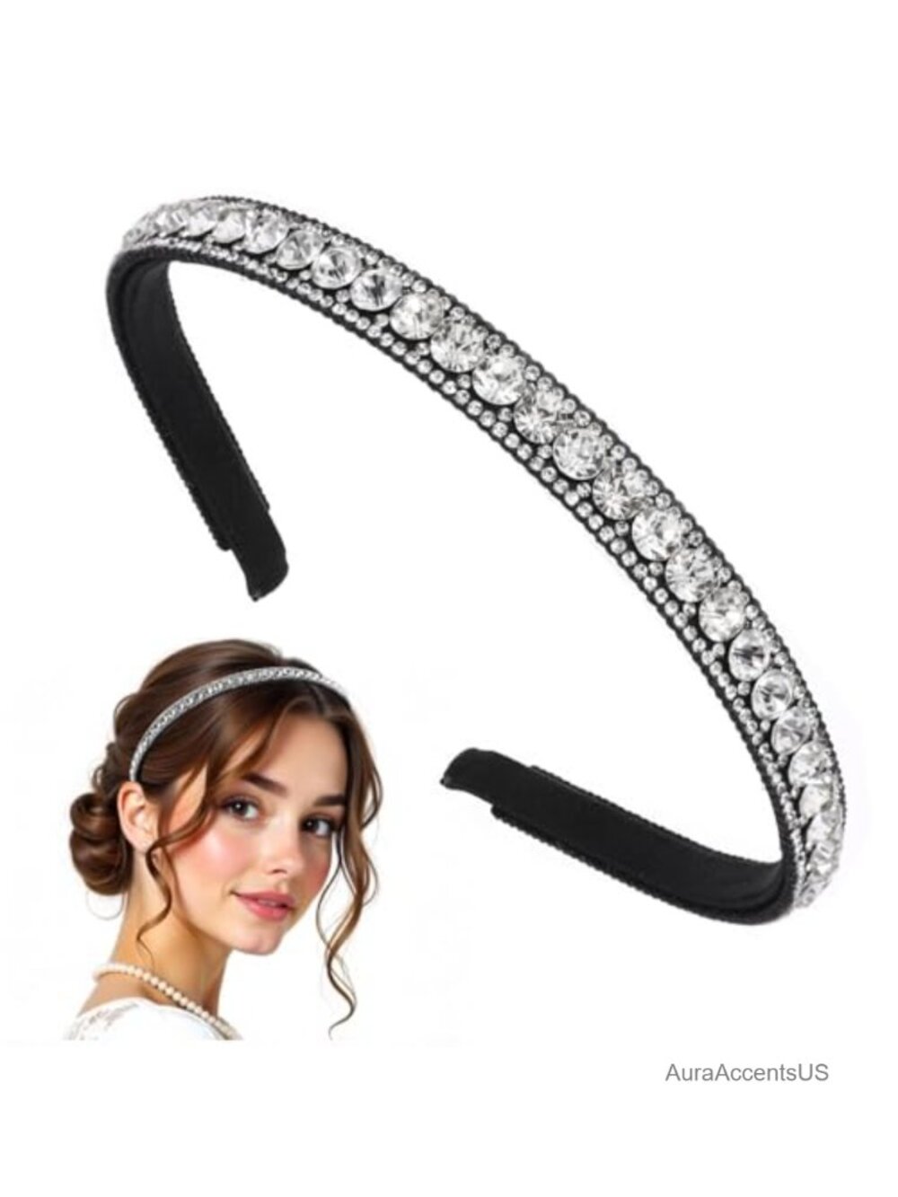 Non-Slip Glass Rhinestone Headband Sparkle Crystal Hair Accessory